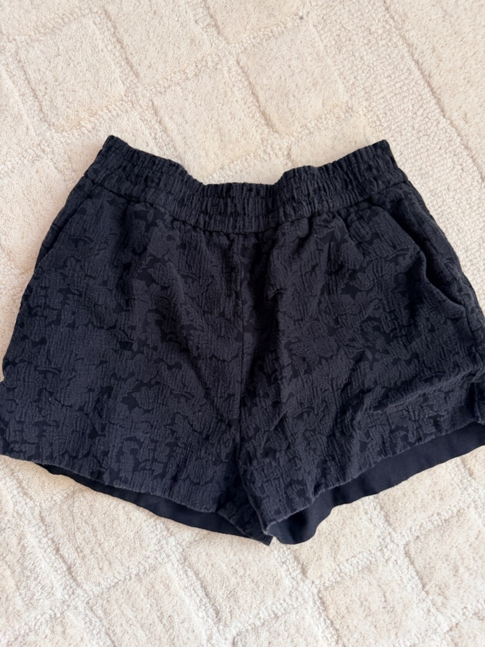 & Other Stories Black Textured High-Waist cute Shorts
